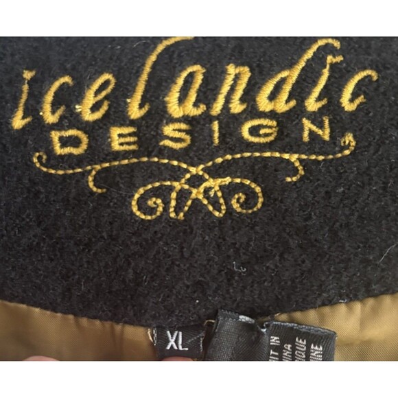 Icelandic Designs Vintage Women’s Black Wool Floral Embroidered Zip Up Jacket XL - Picture 6 of 7